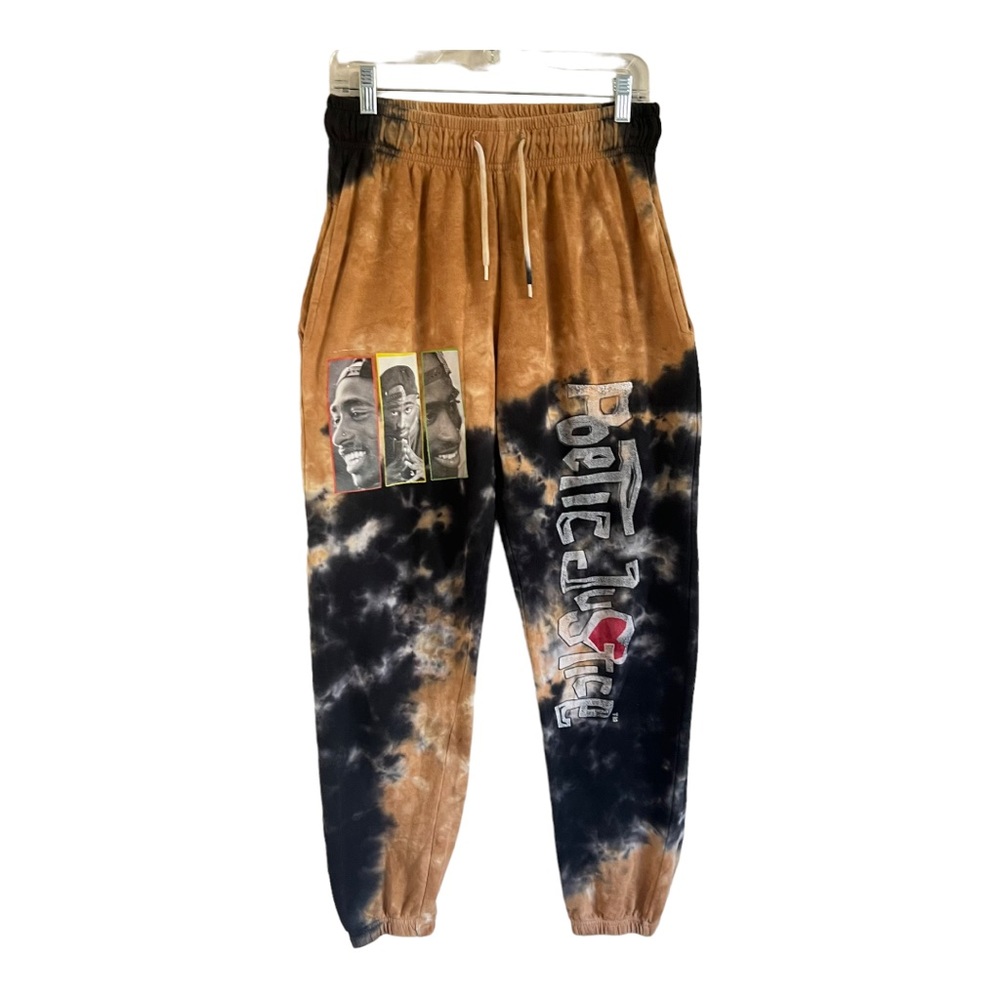 Poetic Justice Mens Tupac Hip Hop Print Tie Dye Joggers Sweat Pant Size M - Picture 6 of 11